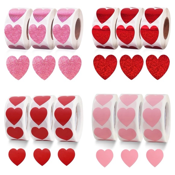 Other - BUYNOW✨1Roll✨ 1” 500 Heart-Shaped Sticker Roll